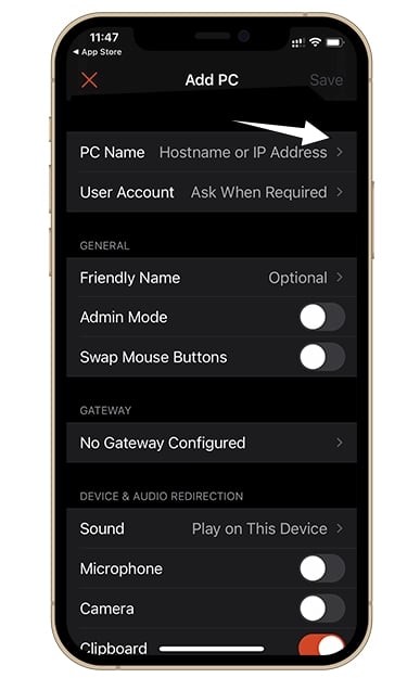 مراحل اتصال سرور مجازی ویندوز به گوشی موبایل آیفون در سیستم عامل ios
