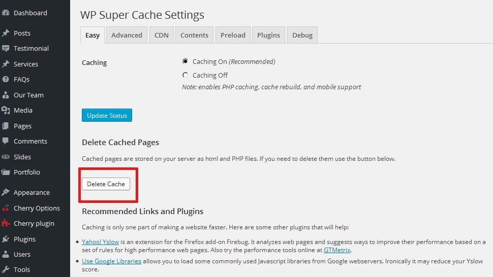 افزونه افزایش سرعت سایت WP Super Cache