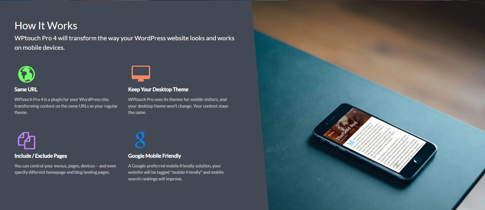 قابلیت‌های افزونه WPtouch