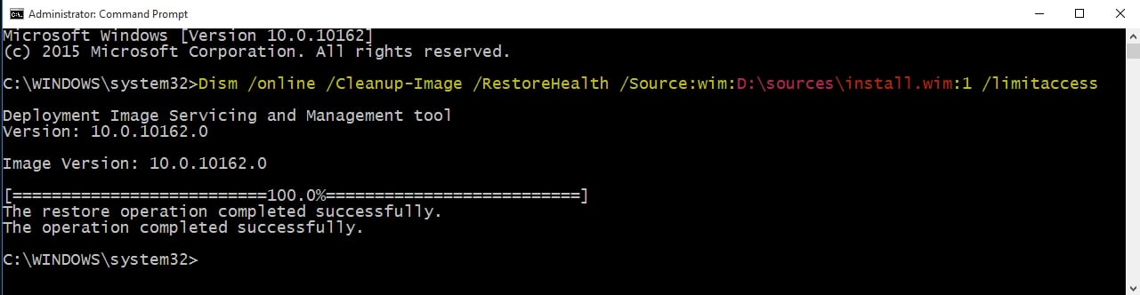 اجرای دستور RestoreHealth