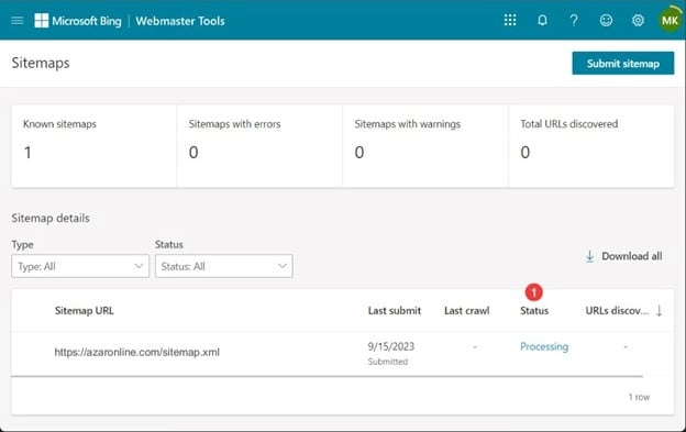  ثبت نقشه سایت در ابزار Bing Webmaster Tools