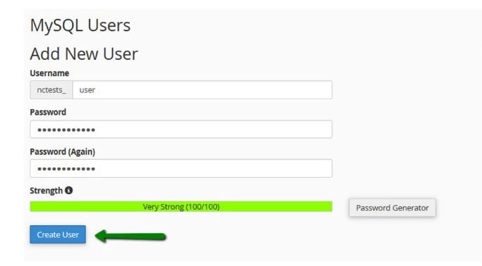  ایجاد پایگاه داده از منوی MySQL Databases