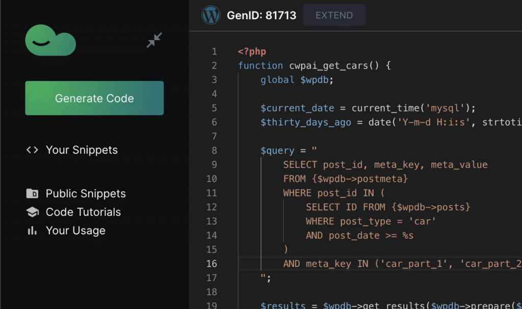 هوش مصنوعی CodeWP