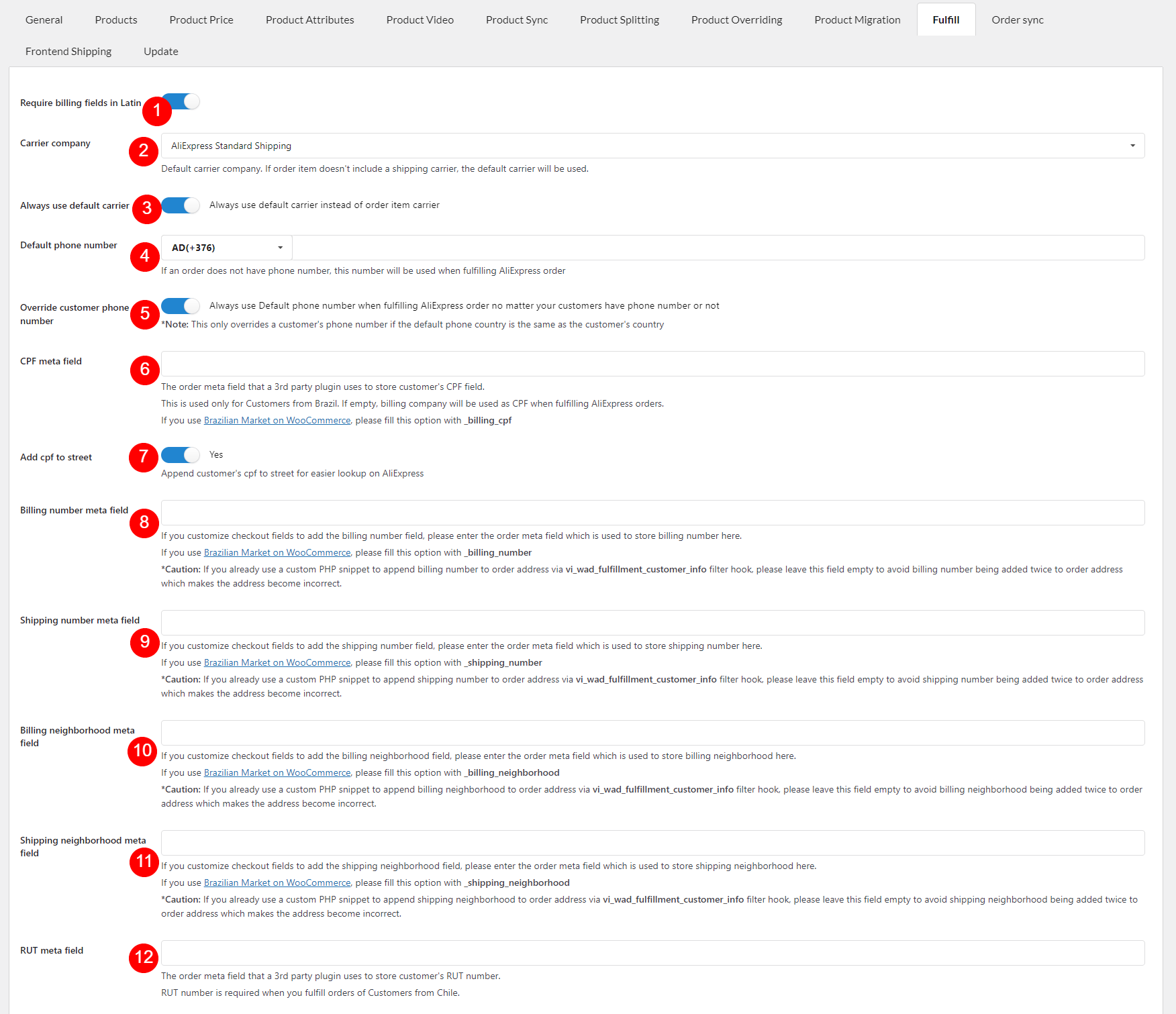تنظیمات مربوط به اطلاعات حمل و نقل (Regarding Shipping info configuration)