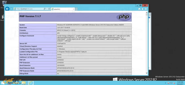 نمایش مشخصات و اطلاعات PHP نصب شده در ویندوز