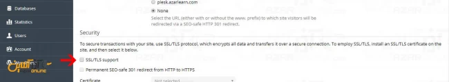 روشن کردن گزینه SSL/TLS support در پلسک