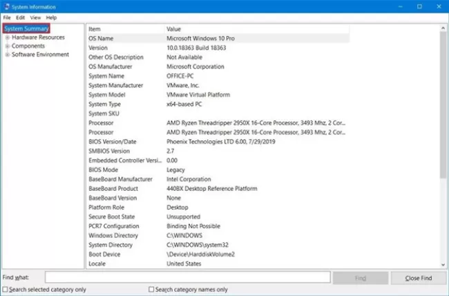 استفاده از برنامه System Information برای بررسی سخت افزار ویندوز 11