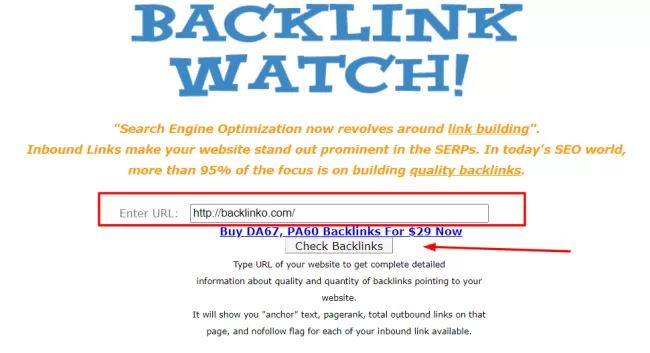 ابزار Backlink Watch