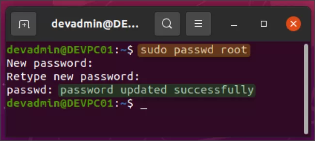 تغییر رمز روت  در ubuntu