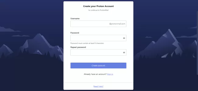 ایجاد حساب ایمیل در ProtonMail