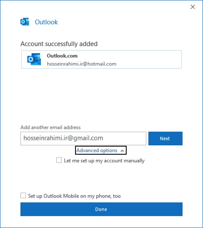 8 - Outlook Software Add Email in First Dialog