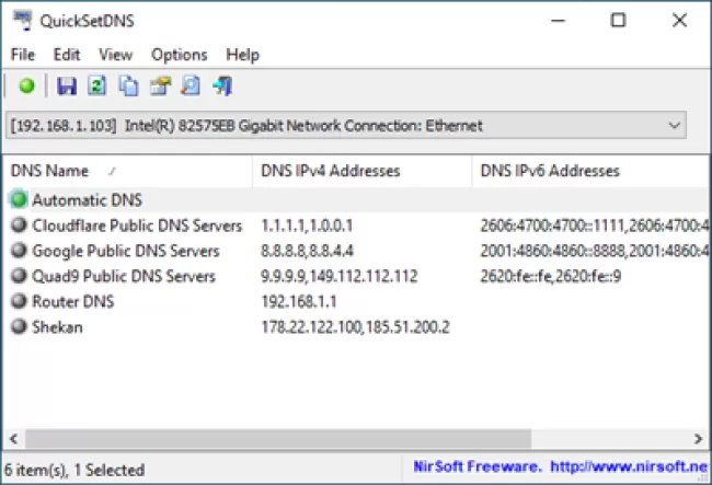  برنامه QuickSetDNS برای  تغییر آدرس IP ثابت