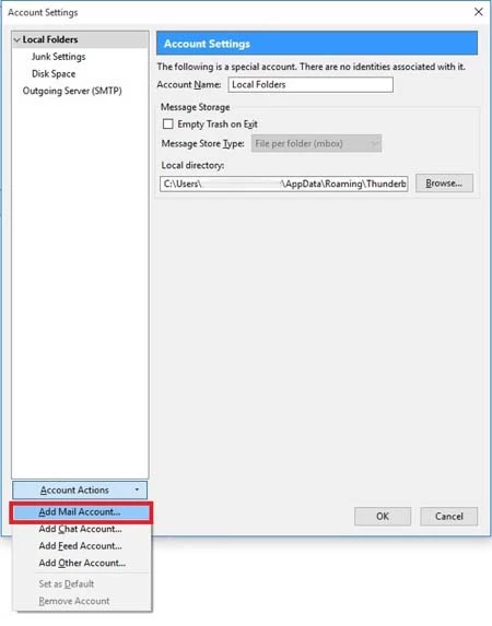 تنظیمات نرم افزار Mozilla Thunderbird برای اتصال به ایمیل سی پنل