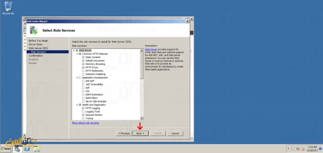 آموزش نصب iis در ویندوز 2008 - انتخاب سایر قابلیت های IIS