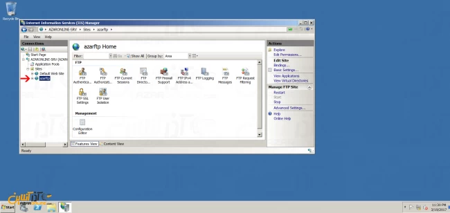 نصب FTP سرور در ویندوز سرور 2008 - پایان ایجاد سایت FTP