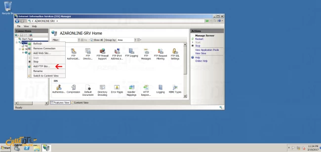 نصب FTP سرور در ویندوز سرور 2008 - ایجاد سایت FTP