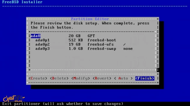 نصب freeBSD - اطلاعات دیسک