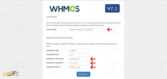 آموزش نصب whmcs - وارد کردن لایسنس و اطلاعات دیتابیس